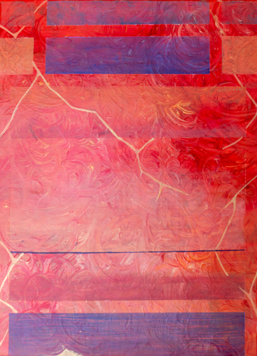 abstract painting in pinks and purples