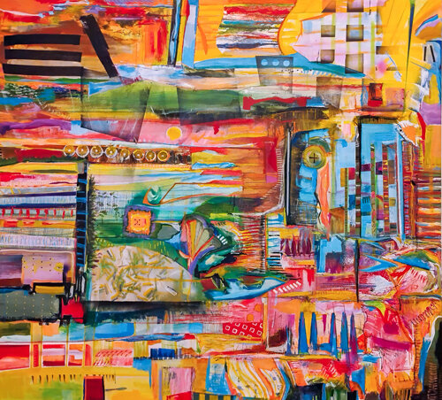 boldly vibrant whimsical abstract art