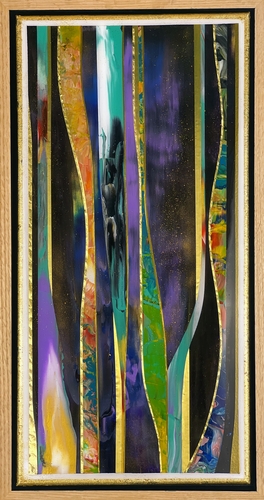 mixed media flowing abstract design art