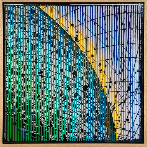 intriguing colorful abstract in mixed media