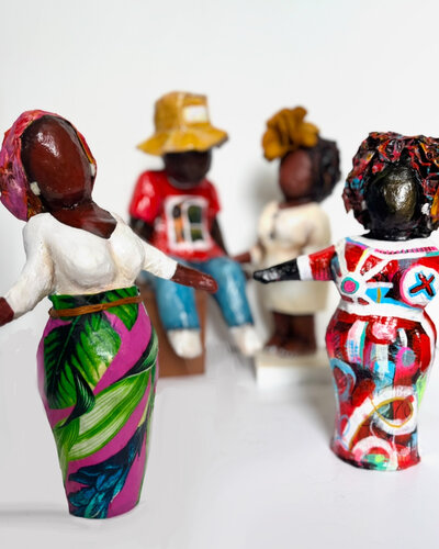 grouping of papier mache sculptures by Tina G Vincent