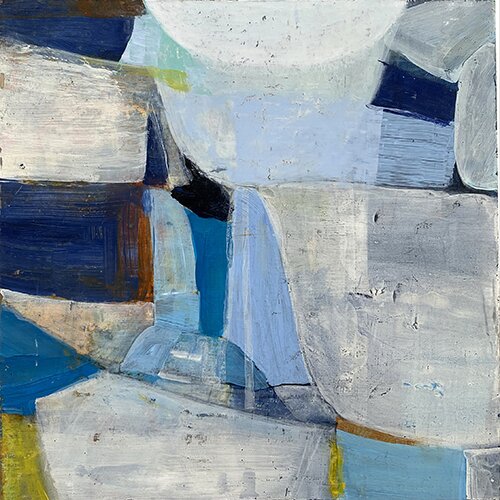 abstract painting with shapes of blue