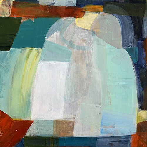 abstract acrylic painting with layers of color