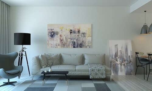 interior shot with artwork