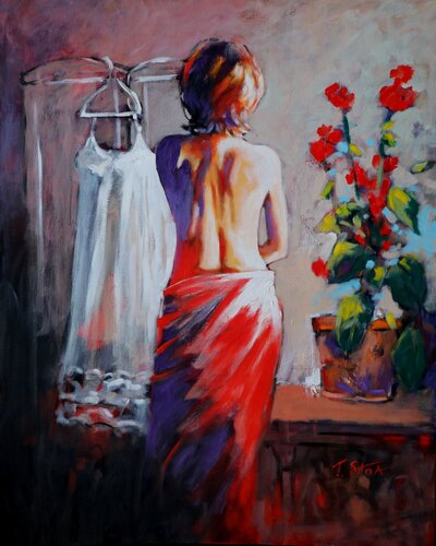 painting of a woman in a boudoir