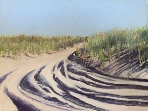 beach landscape in pastel by artist Beth Lowell