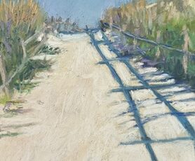 Beach walkway scene in pastel by Beth Lowell