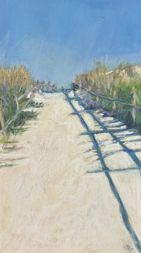 Beach walkway scene in pastel by Beth Lowell