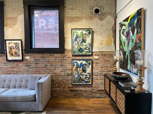 comfortable gallery space in an artist's studio