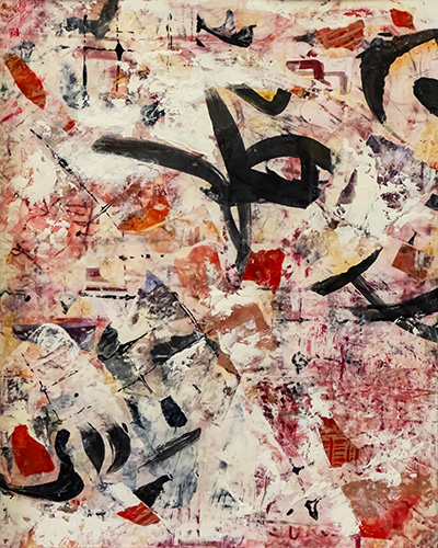 abstract painting oil and cold wax 