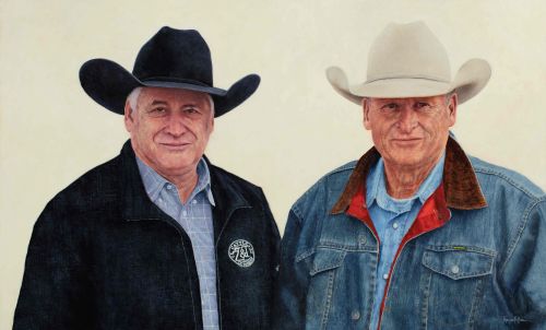 oil painting of two ranchers