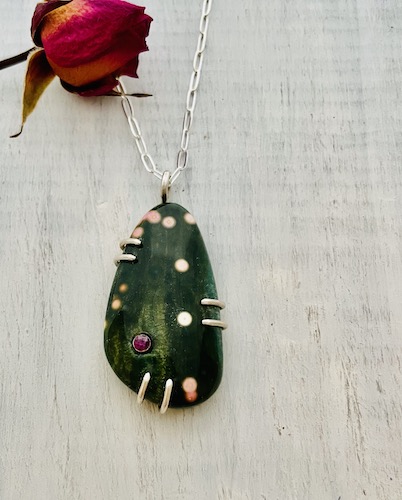 sterling silver and jasper necklace handmade
