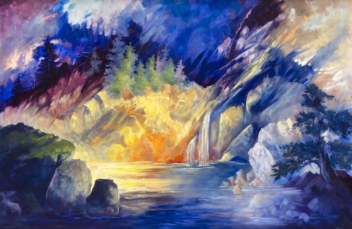 brilliantly colorful landscape oil painting