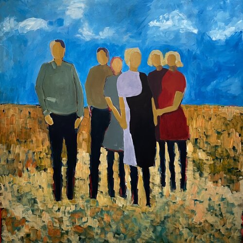 figurative painting of a family group