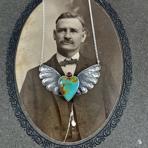 handmade flying heart necklace