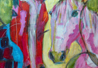 painting of two whimsical horses