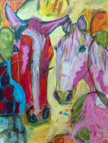 painting of two whimsical horses