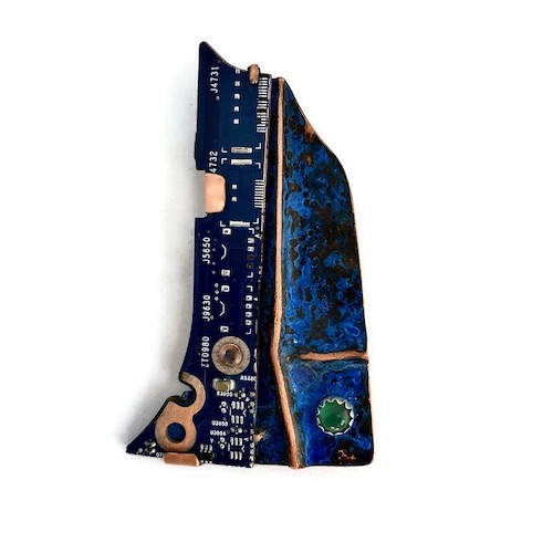 freeform handmade sails brooch made with microcircuit