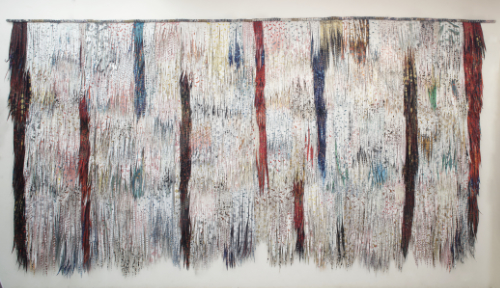 mixed media installation from upcycled materials