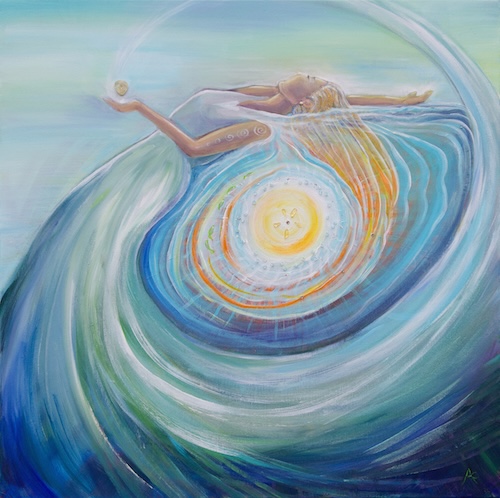 mystical acrylic painting of a woman