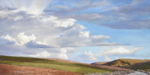 pastel painting peaceful landscape scene