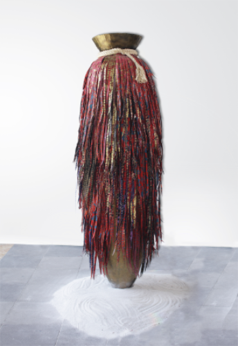 vessel shaped mixed media media artwork