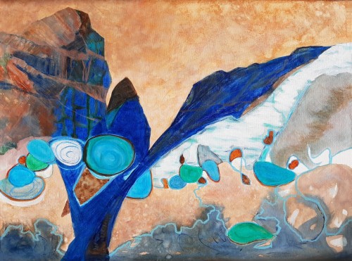 colorful acrylic painting of glaciers melting