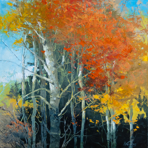 oil painting landscape with fall colors