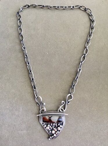 handmade necklace made of Indian Paint Rock stone