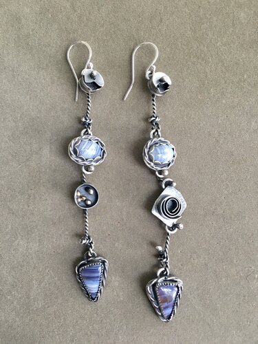 Handmade sterling silver and stone earrings