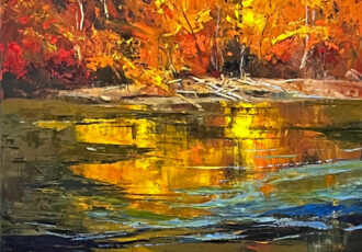 stunning oil landscape with autumn colors