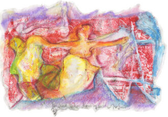 monoprint and mixed media colorful abstract art