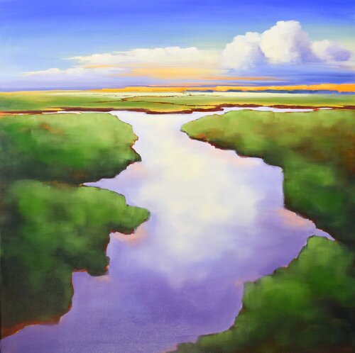 serene landscape water and sky