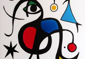 abstract creature painting in primary colors