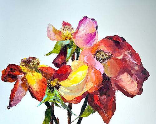 oil painting of a dying flower