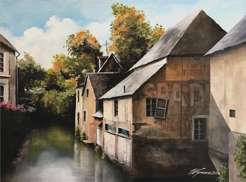 Landscape painting of Bayeux, France
