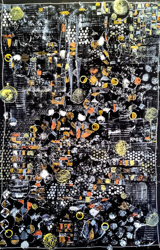 mixed media abstract collage art