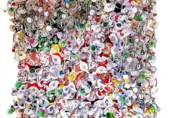 collage artwork made of upcycled waste materials