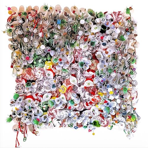 collage artwork made of upcycled waste materials
