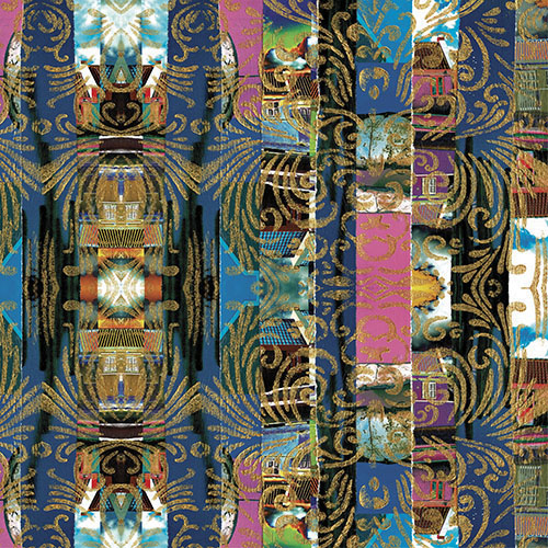 ditigally rendered collage textile design by Janet Carlson