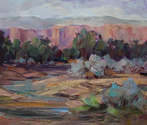 contemporary painterly landscape in oil