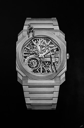 drawing of the complex inside of a watch