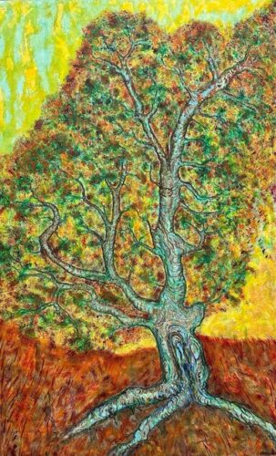fantasy oil painting of a tree by Tom Hessler