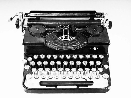 graphite drawing of an old fashioned typewriter