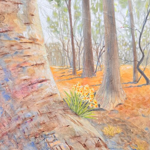 dreamlike forest painting by Jennifer Niemiroski