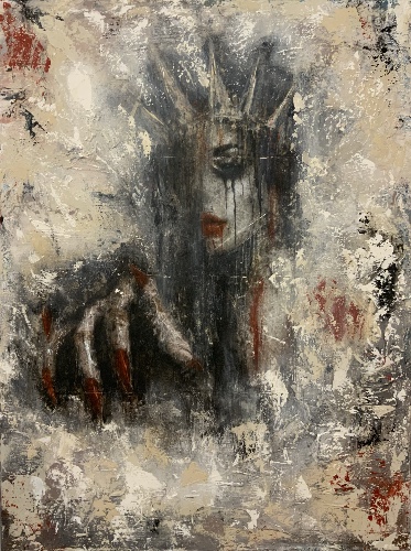 mixed media portrait of a woman
