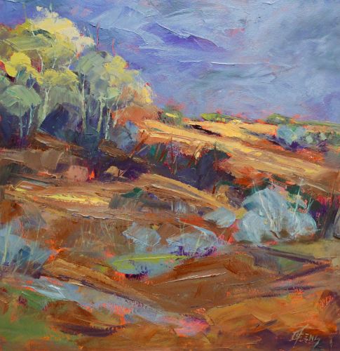 serene contemporary landscape at twilight