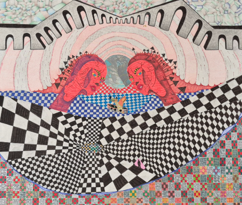 mixed media artwork depicting two queens by Sergii Filin