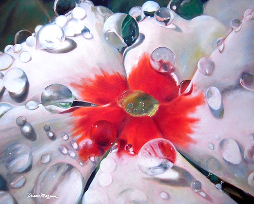 close-up painting of vinca flower