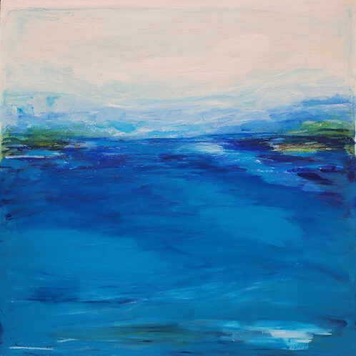 abstrracted landscape painting of sea and sky